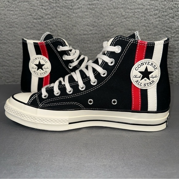 Converse Shoes Mens 8 Black Chuck 70 Archival Stripes High Top Sneakers - Picture 2 of 8